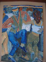 Dancing With Myself, 12"x14", acrylic on paper (1 of 3 New Orleans series)
