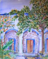 Hora de Siesta , 6"x8", framed watercolor,