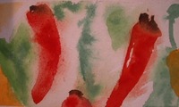 Chilies, 9"x7", watercolor on rice paper